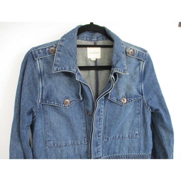 Anthropologie Unpublished Morgan Military Jacket Womens Size M Denim Utility - Picture 13 of 16